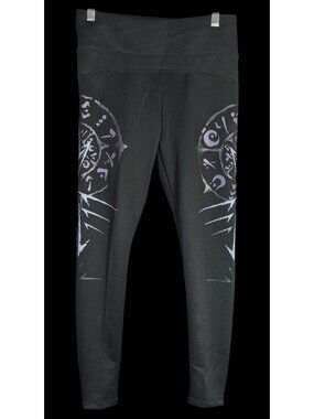 Verillas Raider Leggings Discontinued Black & Purple Design Size Small